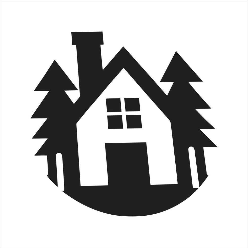 Home Logo Icon Black And White Silhouette Illustration On White Background vector