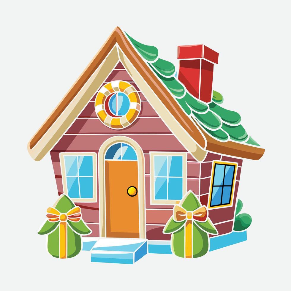 Add charm to your projects with this Christmas home illustration. Great for printable crafts and festive designs. vector
