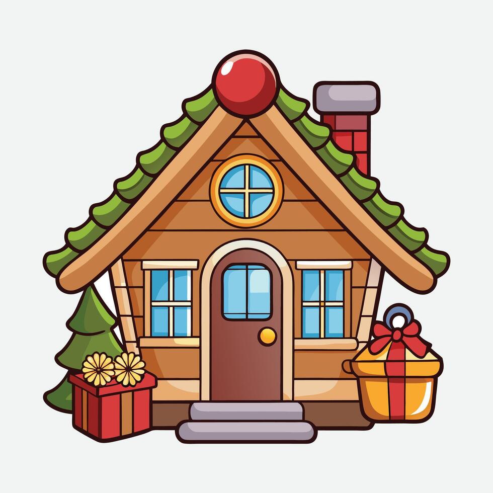 A high-quality Christmas home design for digital art, clipart, and holiday-themed line art projects. Printable and versatile vector
