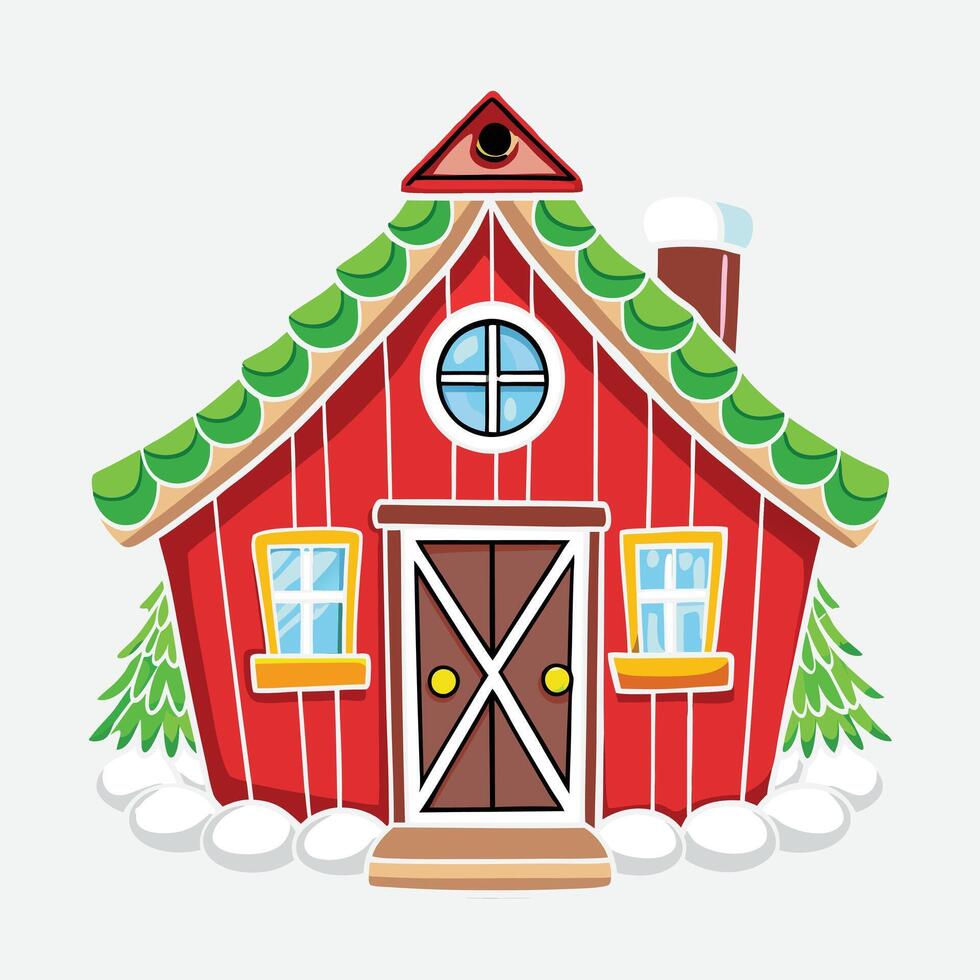 Add a holiday touch to your designs with this Christmas home illustration. Perfect for clipart and digital art projects vector