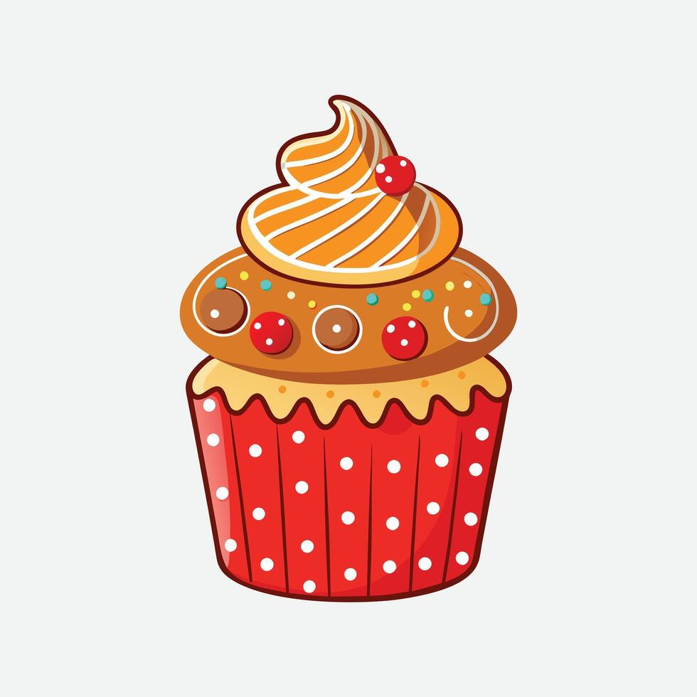 A cupcake with a frosting on top vector