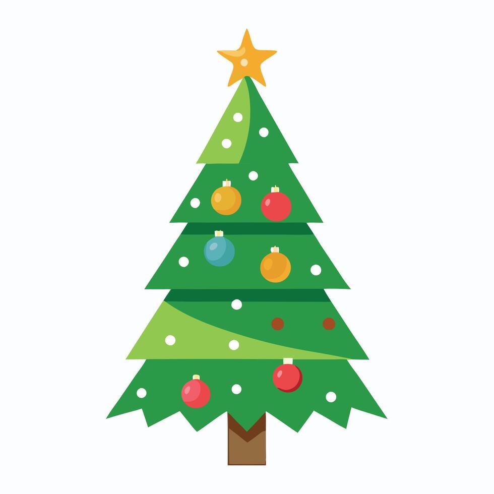 Holiday-themed Christmas tree clipart featuring a cartoon style and line art design. Great for festive projects, digital downloads, and seasonal graphic files. vector