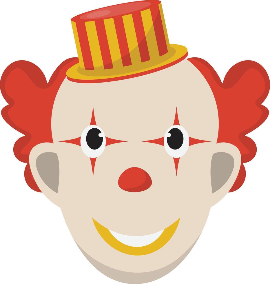 Spooky Clown Mask Illustration with Red Hair vector