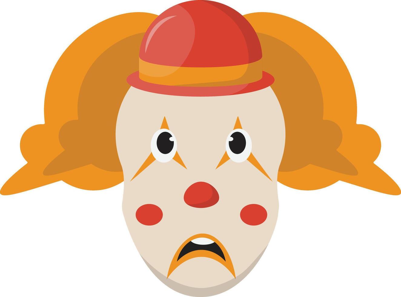 Spooky Clown Mask Illustration with Orange Hair vector