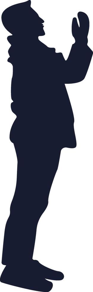 Silhouette of Muslim Standing and Praying vector