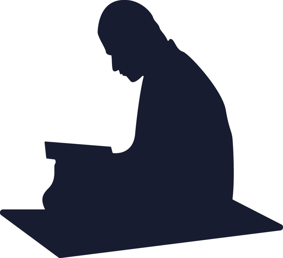 Silhouette of Muslim Sitting and Praying vector