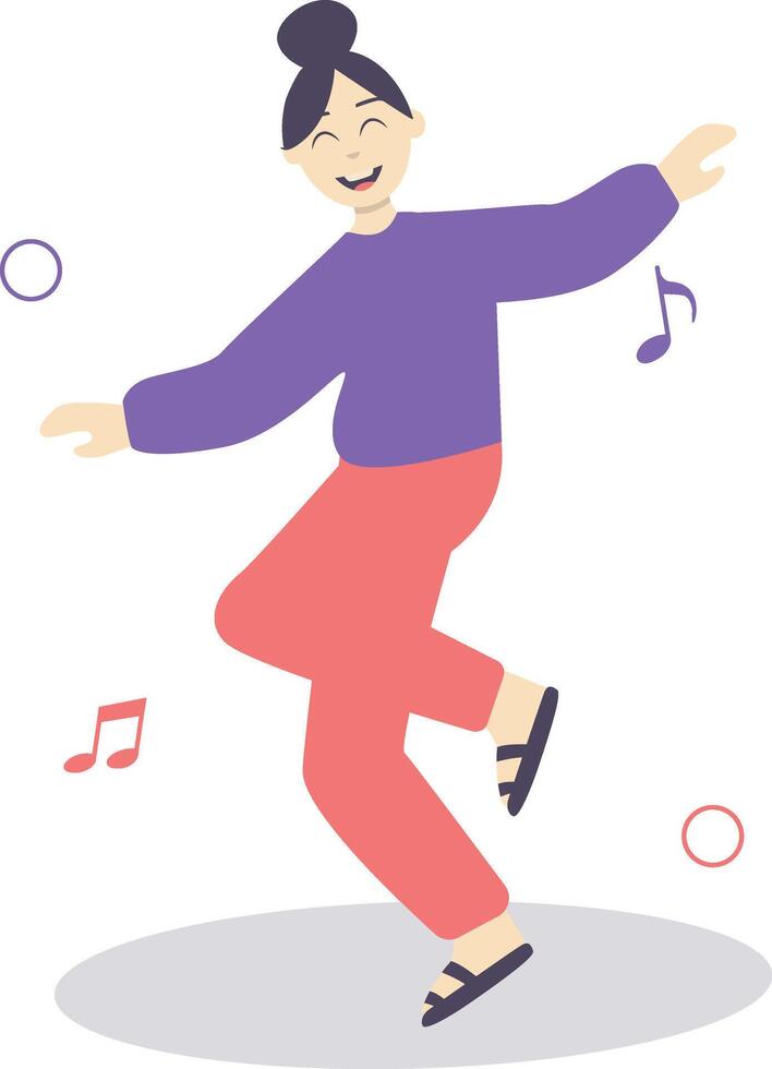 Woman dancing illustration in cartoon style vector