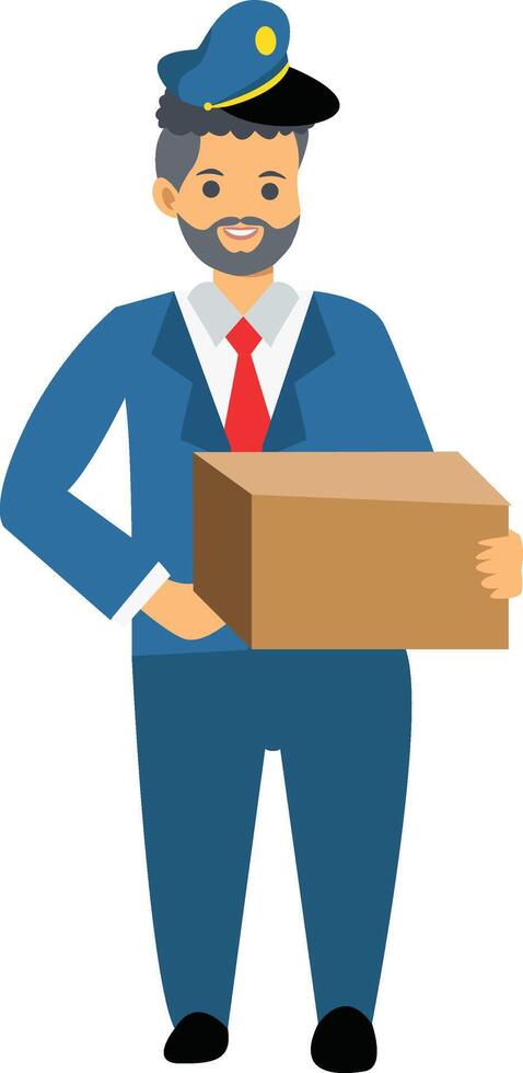 Box Holding Postman Illustration vector