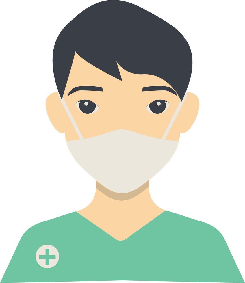 Guy Hospital Staff Character with Green Uniform vector