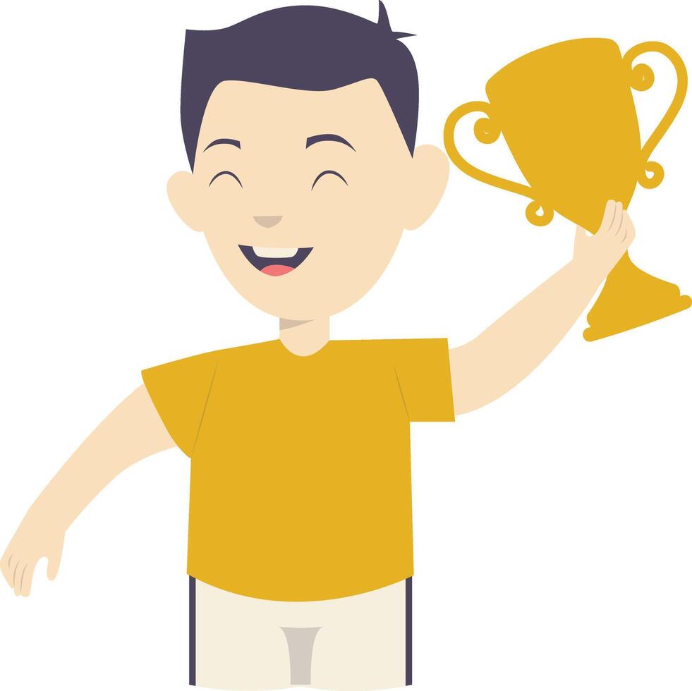 Boy Win Character on White Background vector