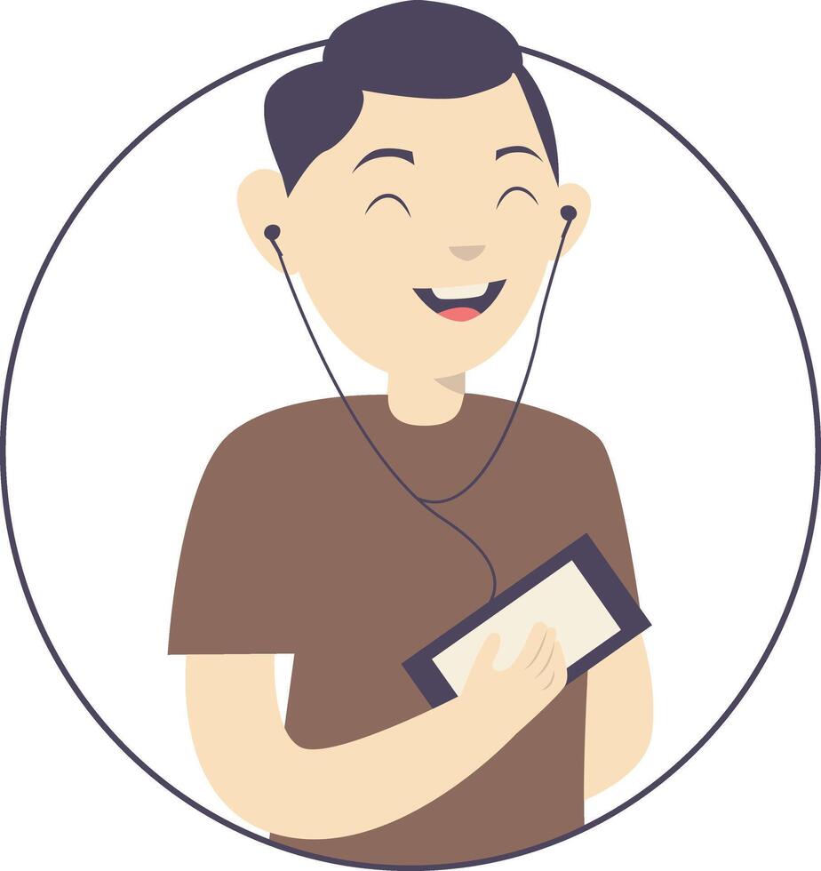 Guy Listening Music Character Illustration on White Background vector