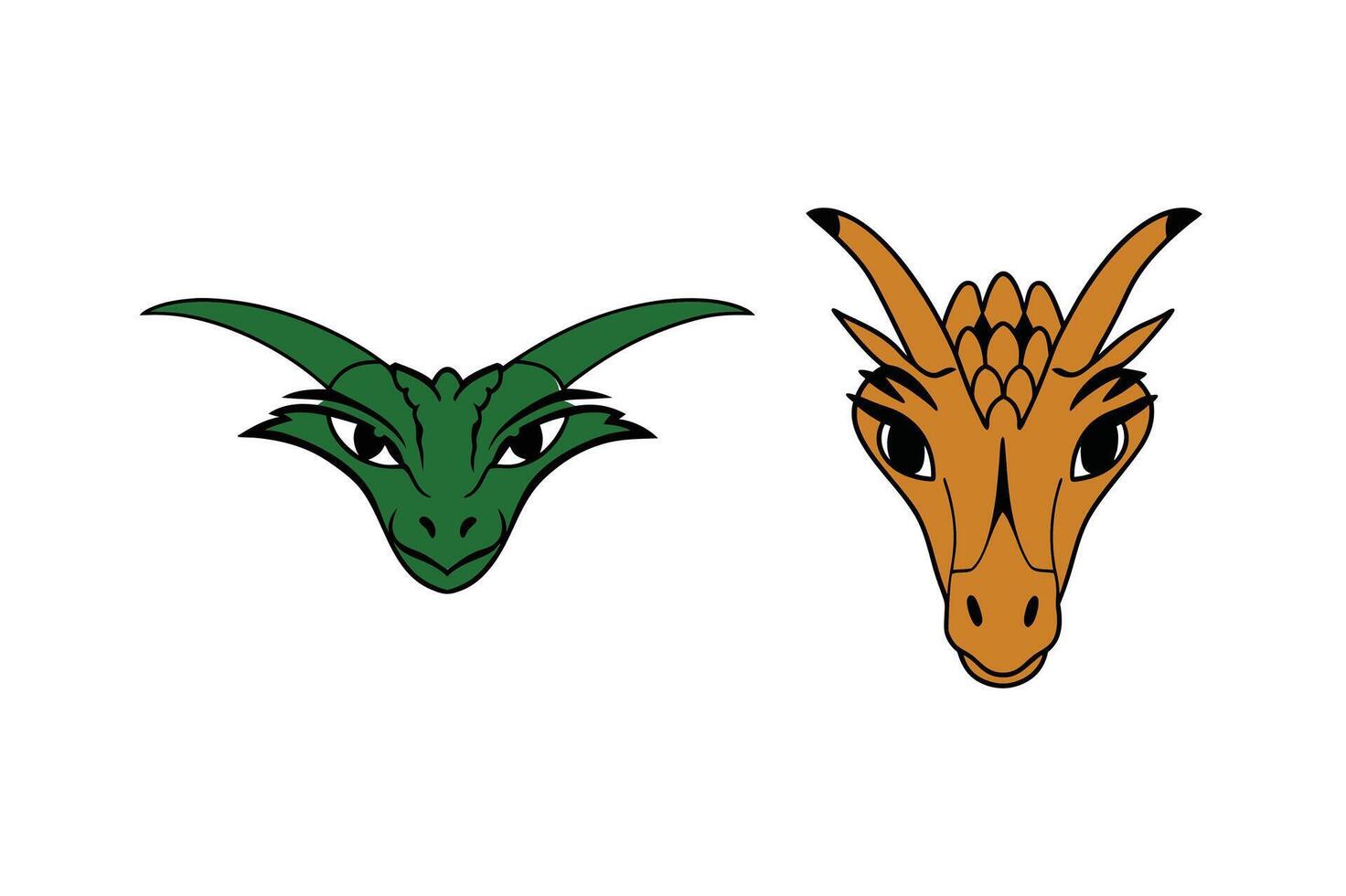 2 Sets of Minimal Dragon Face Logo Illustration Art for Modern Branding vector