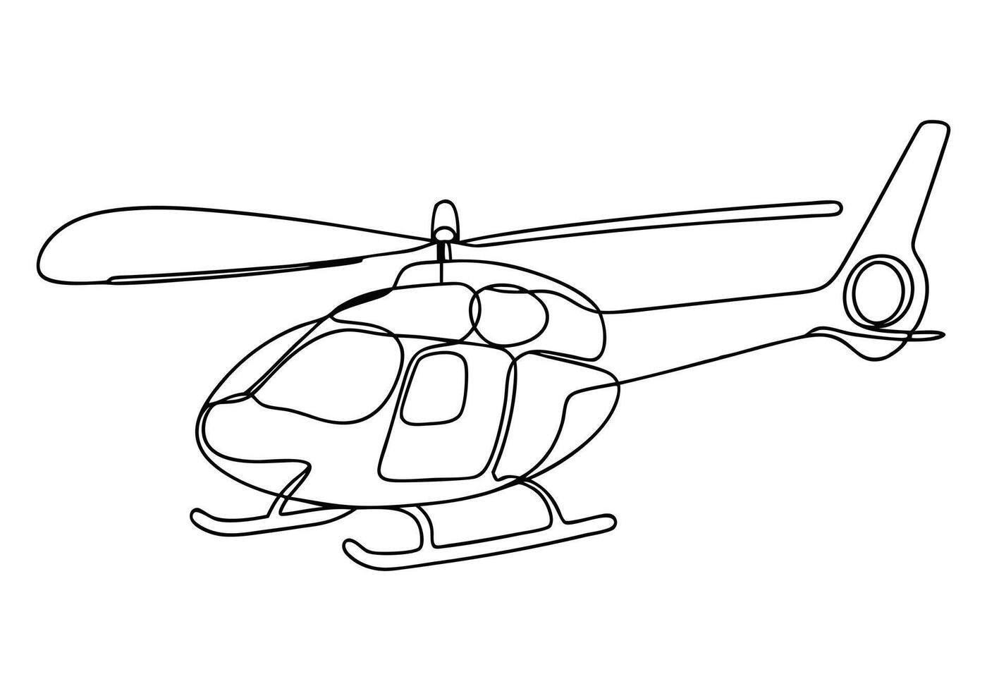 Continuous Line Art of Helicopter. Minimalist Aviation and Transportation Illustration vector