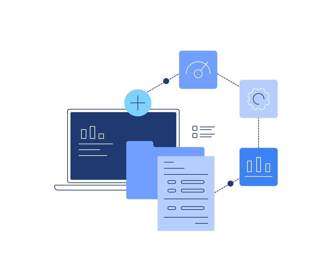 PC work and documents. File management and new file vector