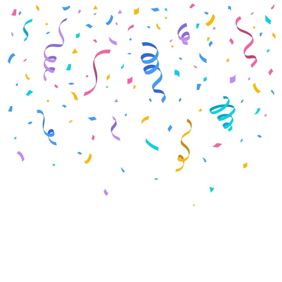 Colorful Confetti and Streamers on White Background vector