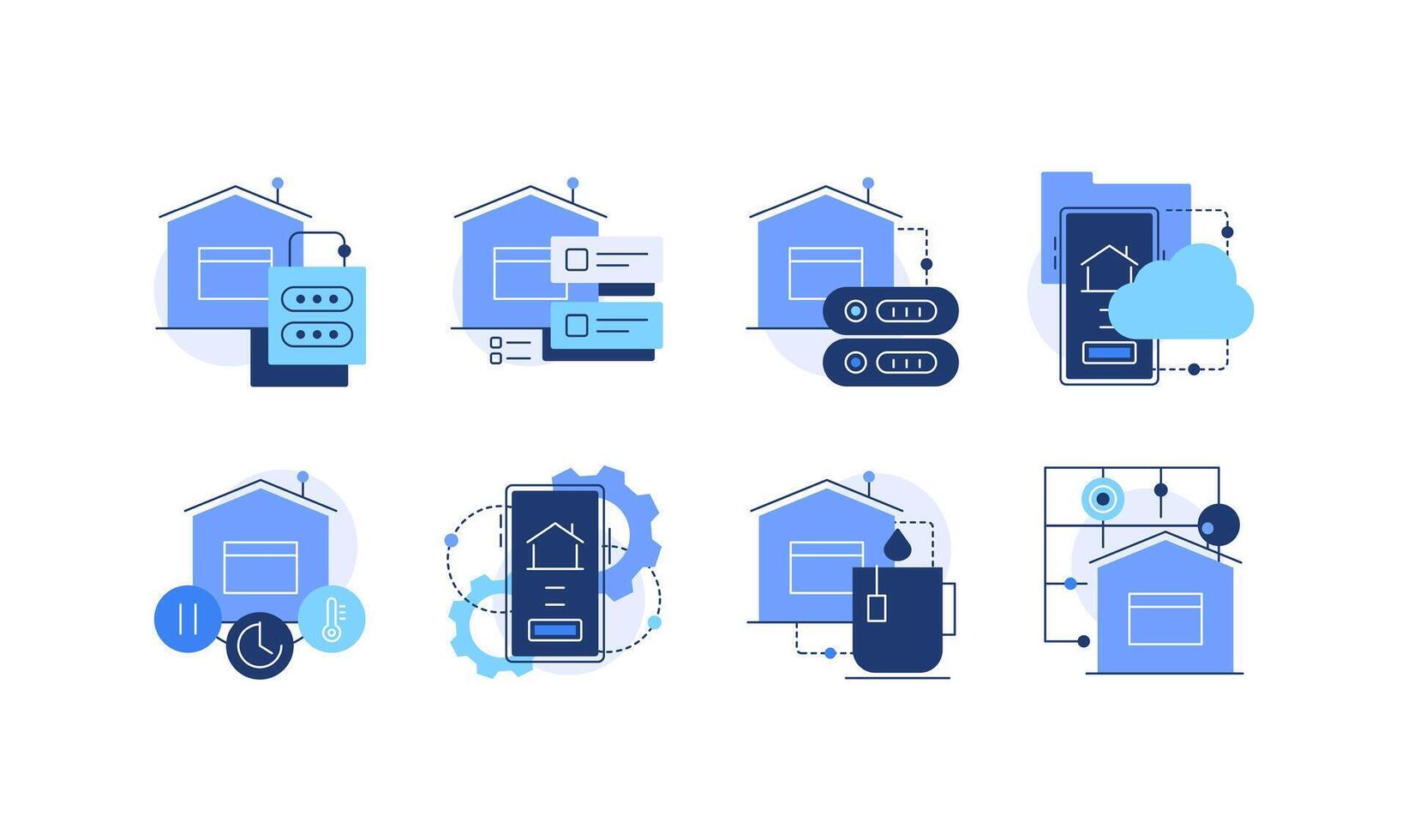 Smart home. Set of doodles, flat icons vector