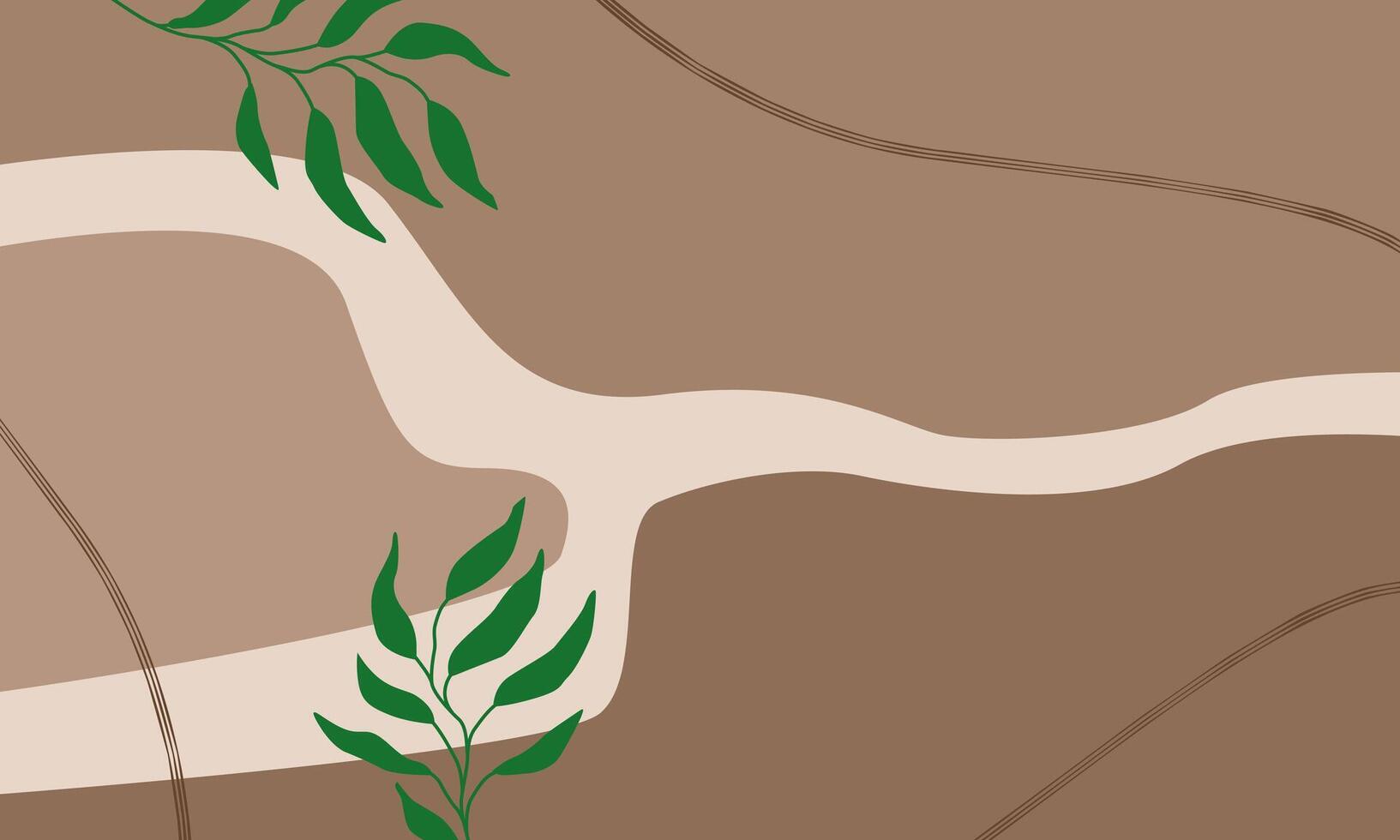 Colored neutral brown colors background with leaves vector