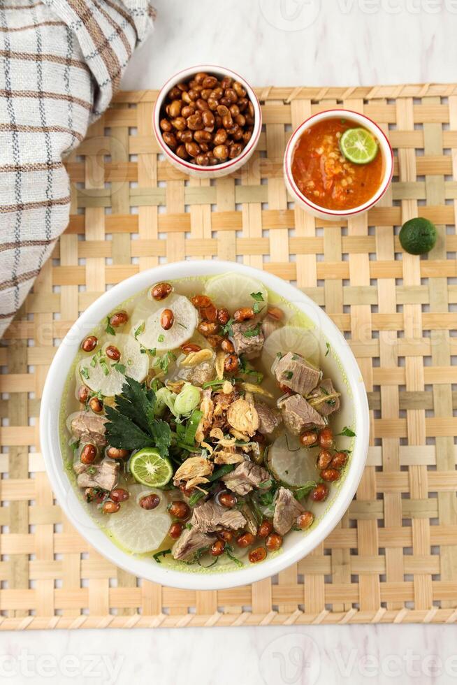 Top View Soto Bandung, West Java Clear Soup photo