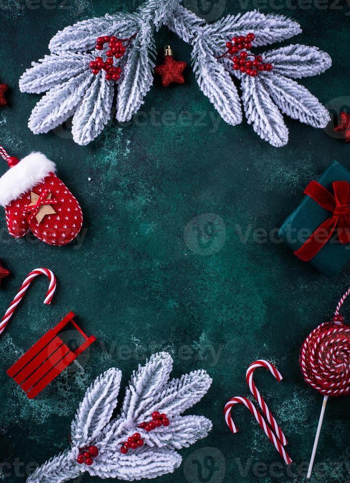 Christmas festive background with fir tree photo