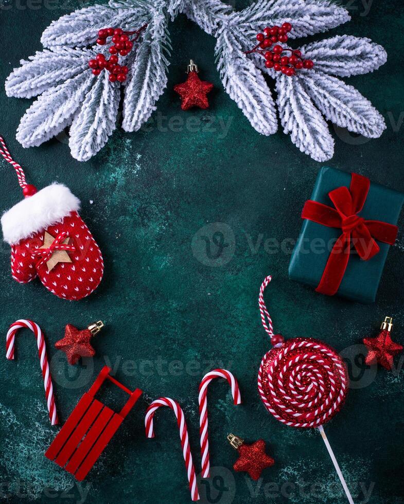 Christmas festive background with fir tree photo