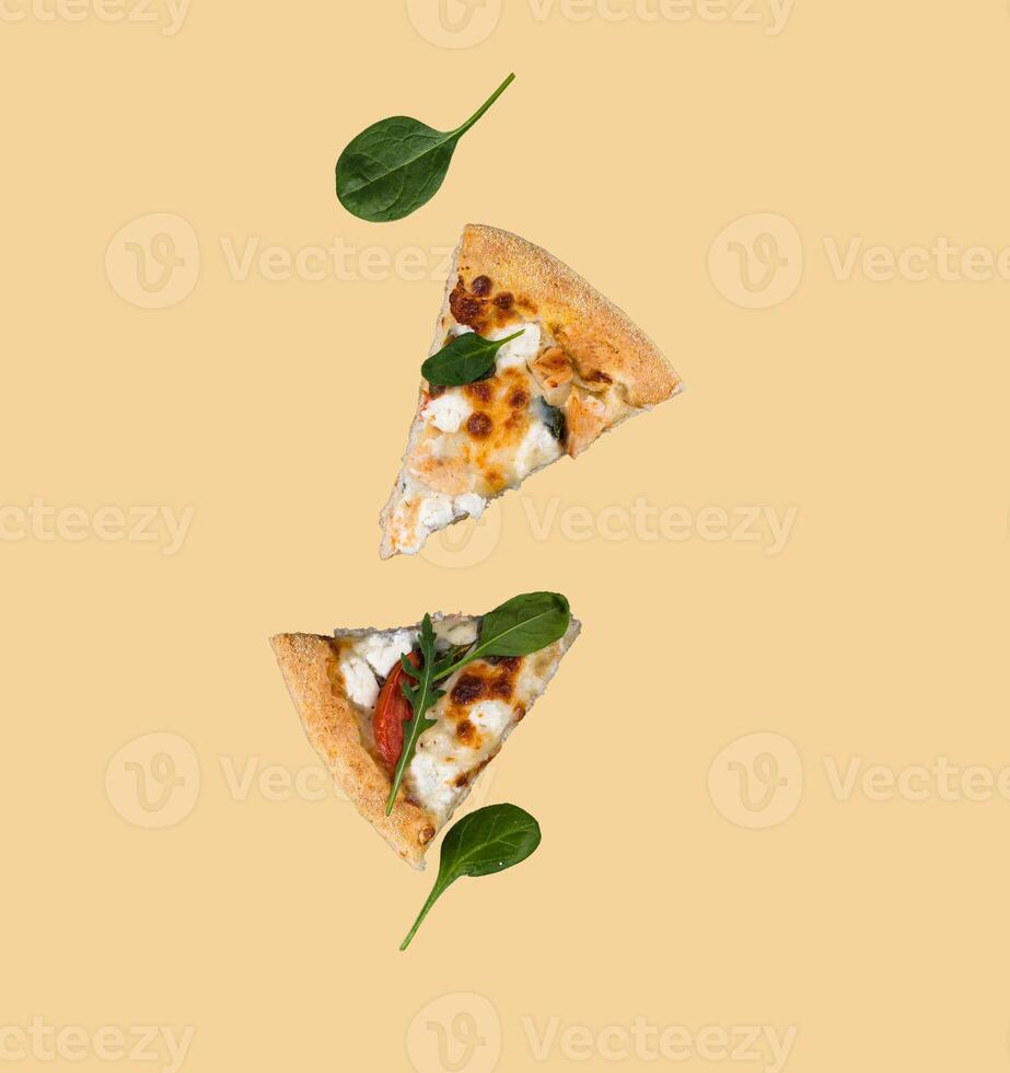 Artfully plated vegetarian pizza slices photo