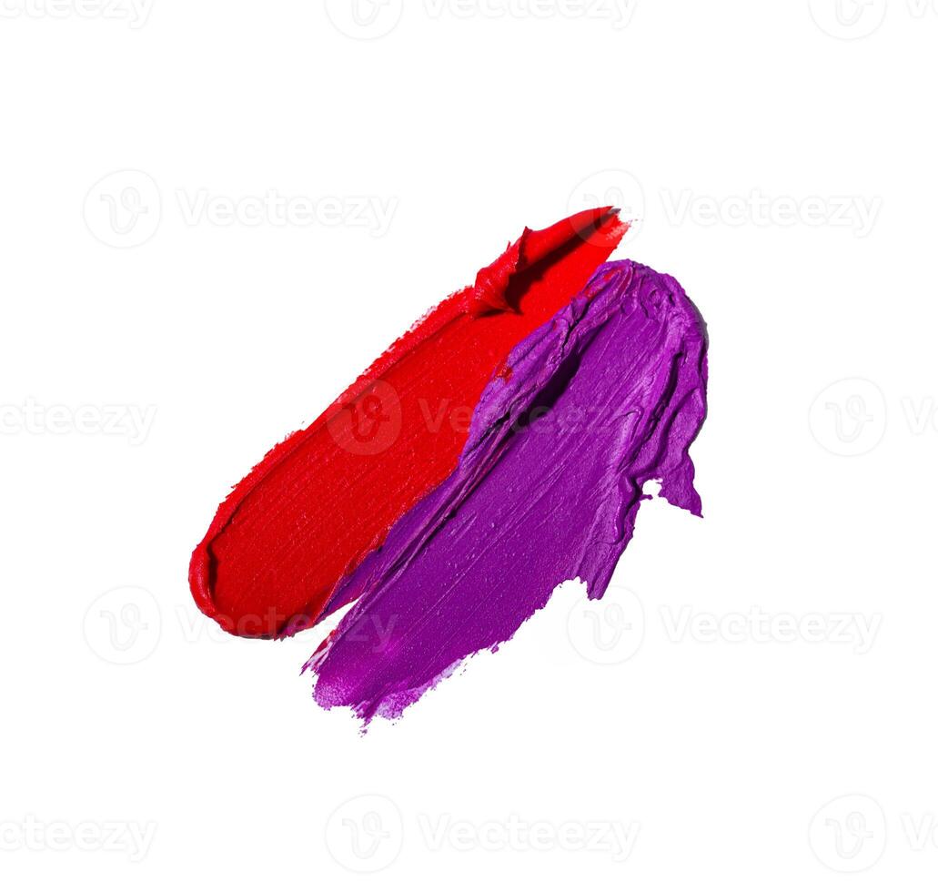 Various lipstick swatch stroke isolated on white photo