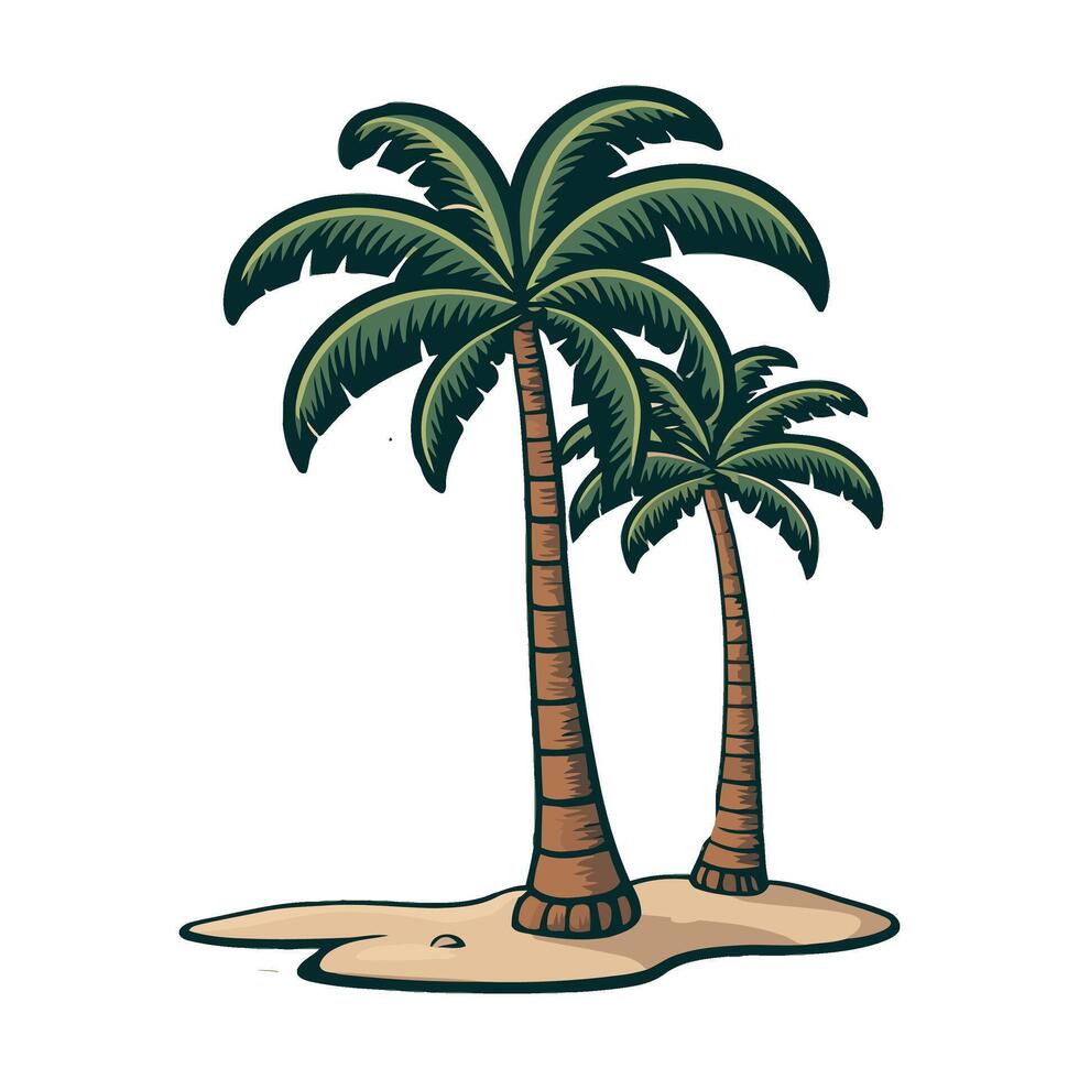 Tropical palm trees on the beach illust vector