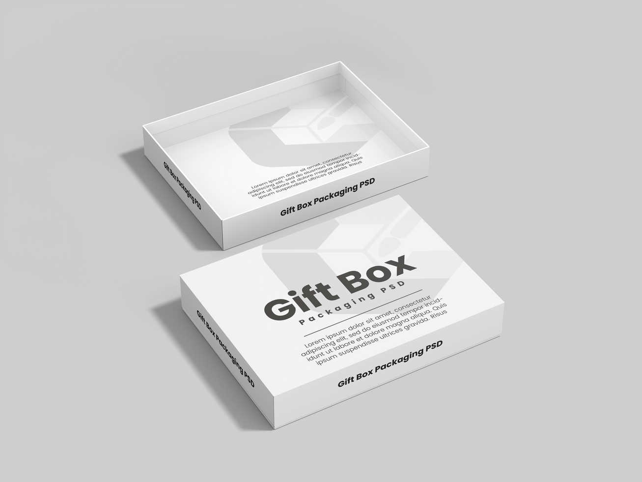 Realistic square Open flat gift box for any product mockup and packaging design - Editable Mock Up psd