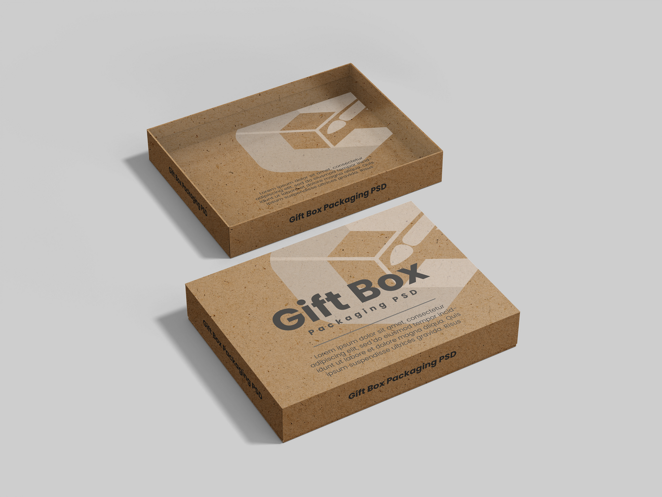 Blank Rectangle Open Kraft Box Mockup - Small Medium Big size cardboard box packaging design psd