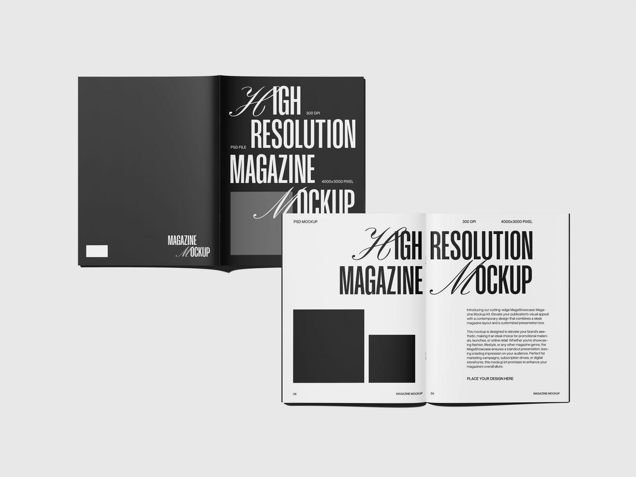 Cover Magazine with Open Page Mockup psd