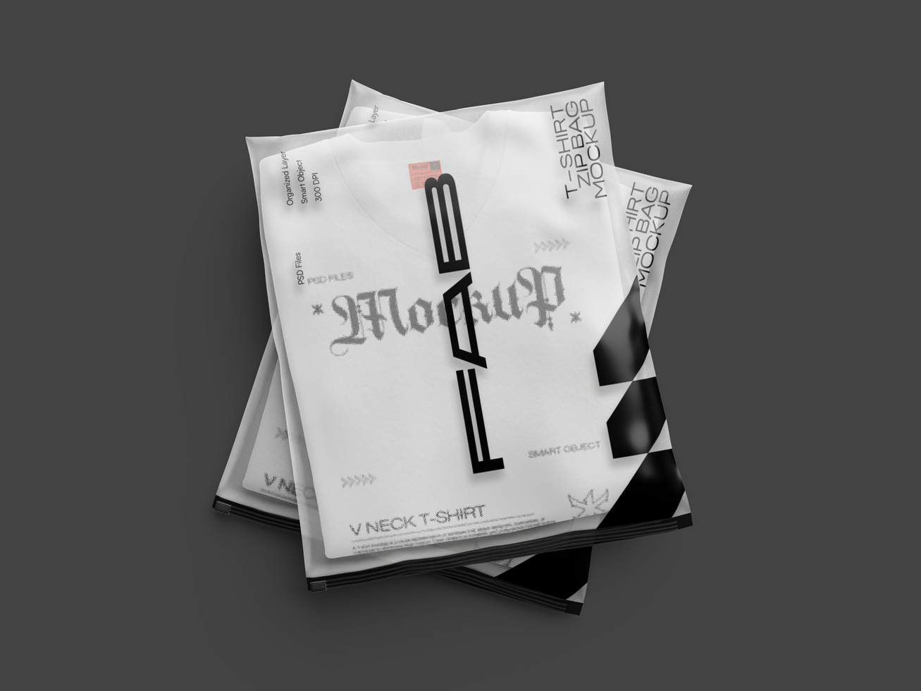 Zip Bag with T-Shirt 3D Mockup psd