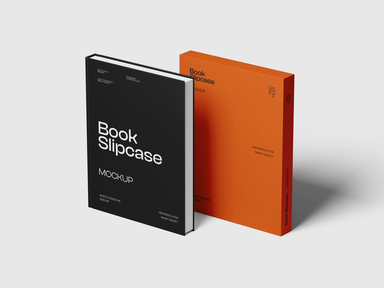 Hardcover Book and Slipcase Mockup 3D Render psd