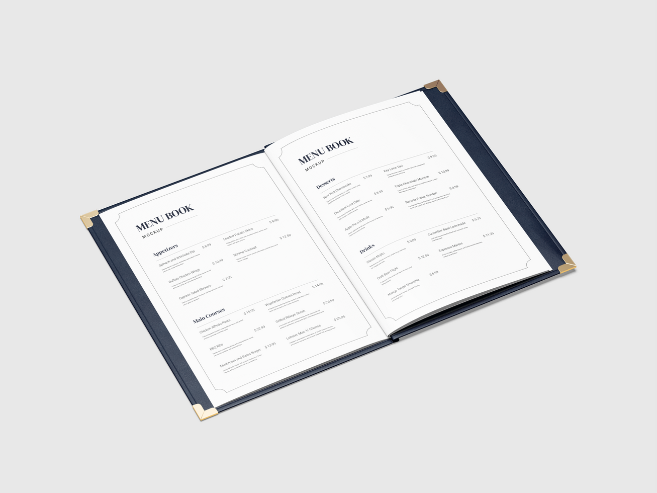 Menu Book with Open Mockup psd