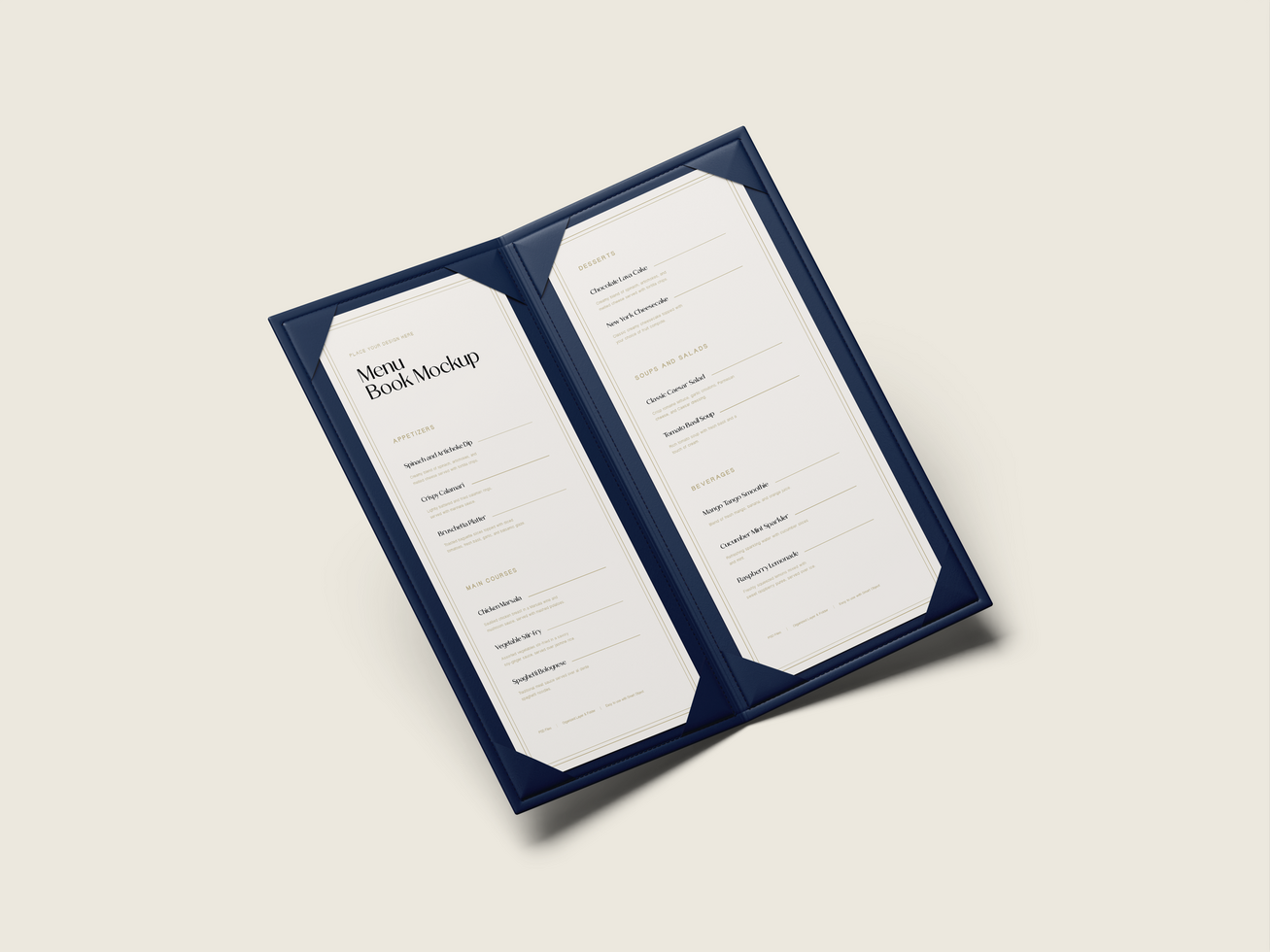 Menu Book Mockup 3D Render psd