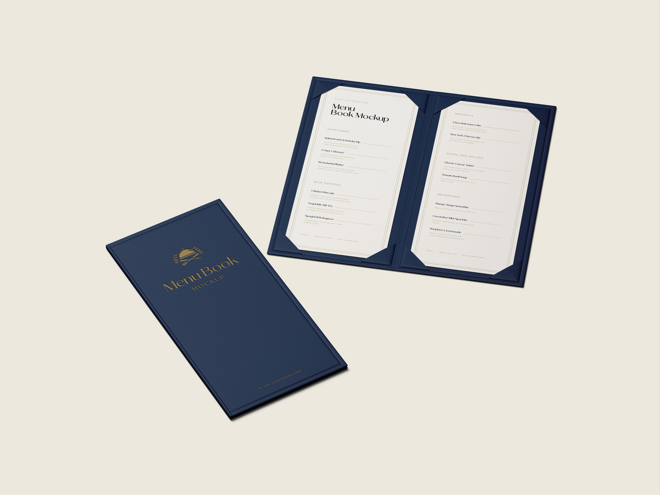 Two Menu Books Mockup with Leather Case psd