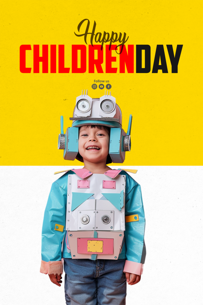 Happy Children day related social media post template design psd