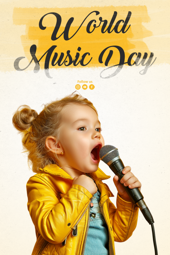 happy world music day event and musical instruments with blue background illustration design psd