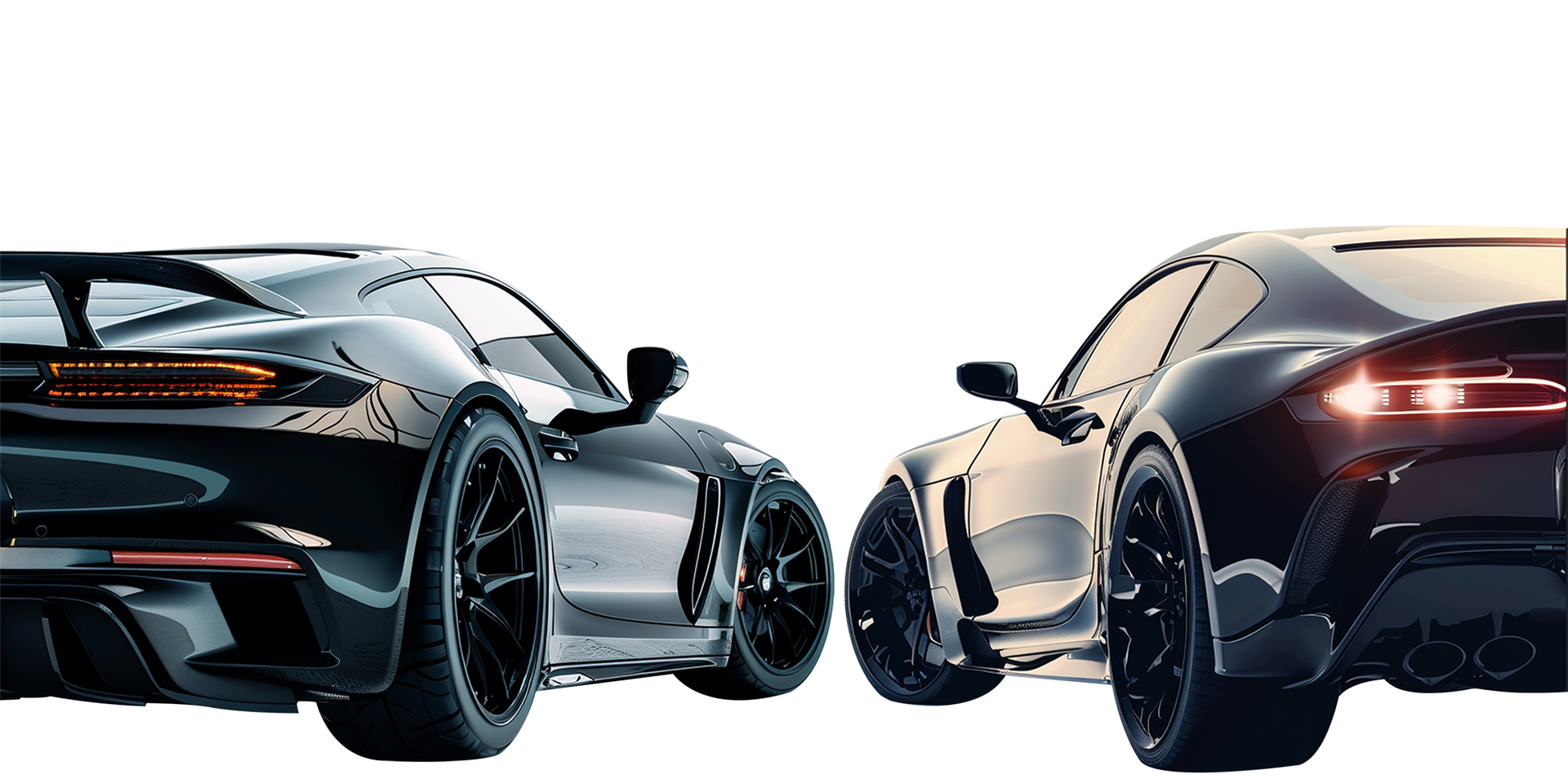 Two Black Sport Cars isolated background psd