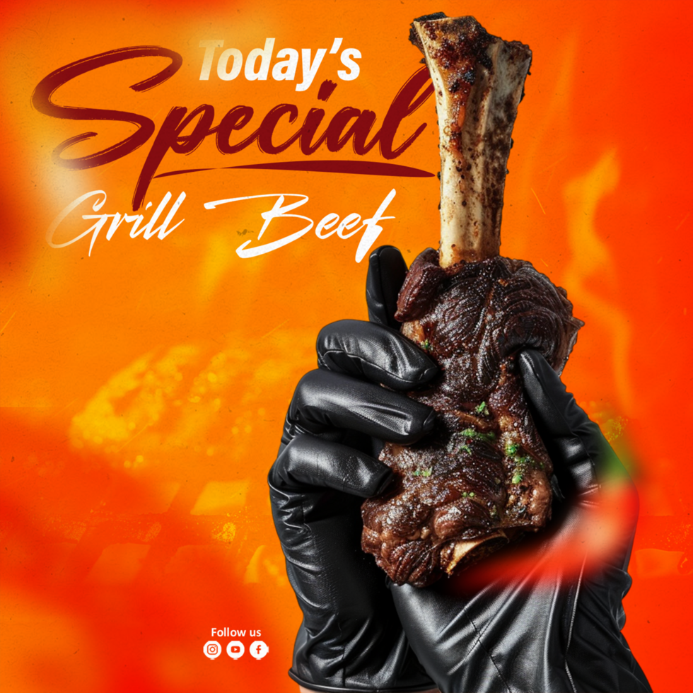 today Grill beef steak social media post and food banner design template psd