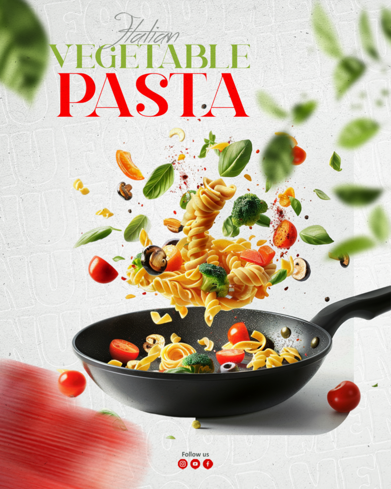 Vegetable pasta social media post template design psd