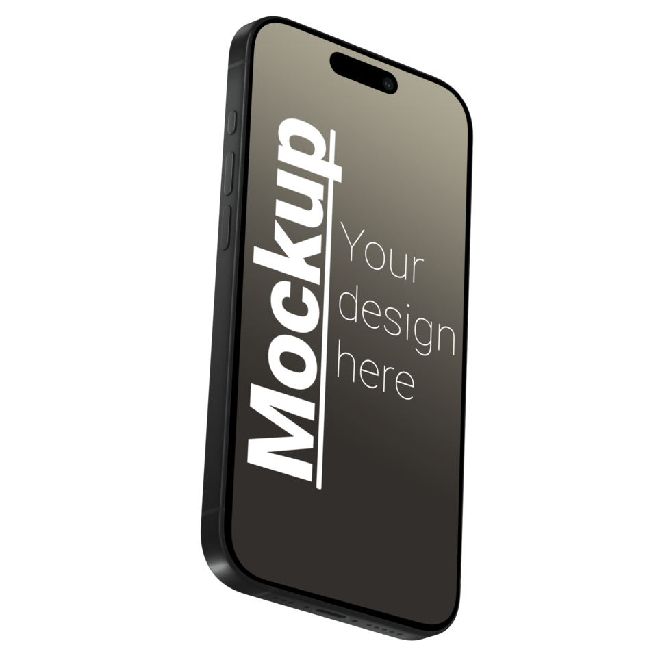 3D Isometric Phone Mockup on Transparent Background psd