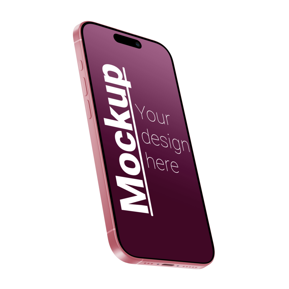 Isometric Phone Design Mockup on Clear Background psd