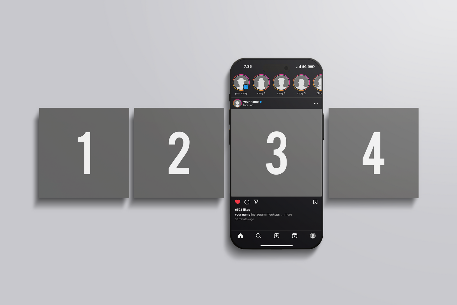 lined up Social Media Carousel Mockup psd