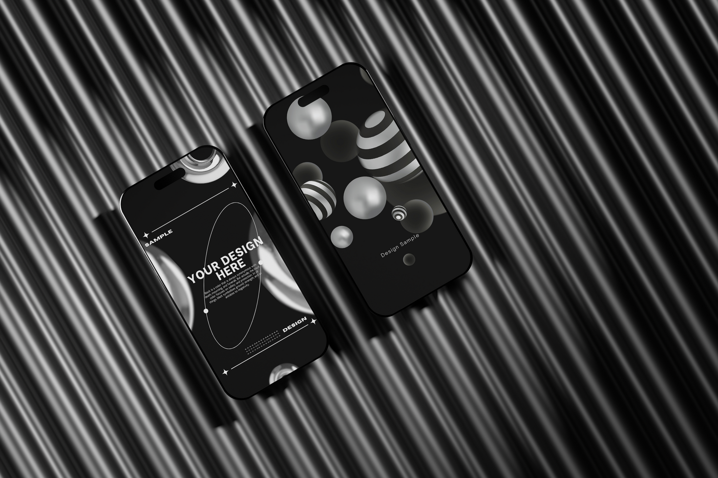 smartphone mockup at chrome background psd