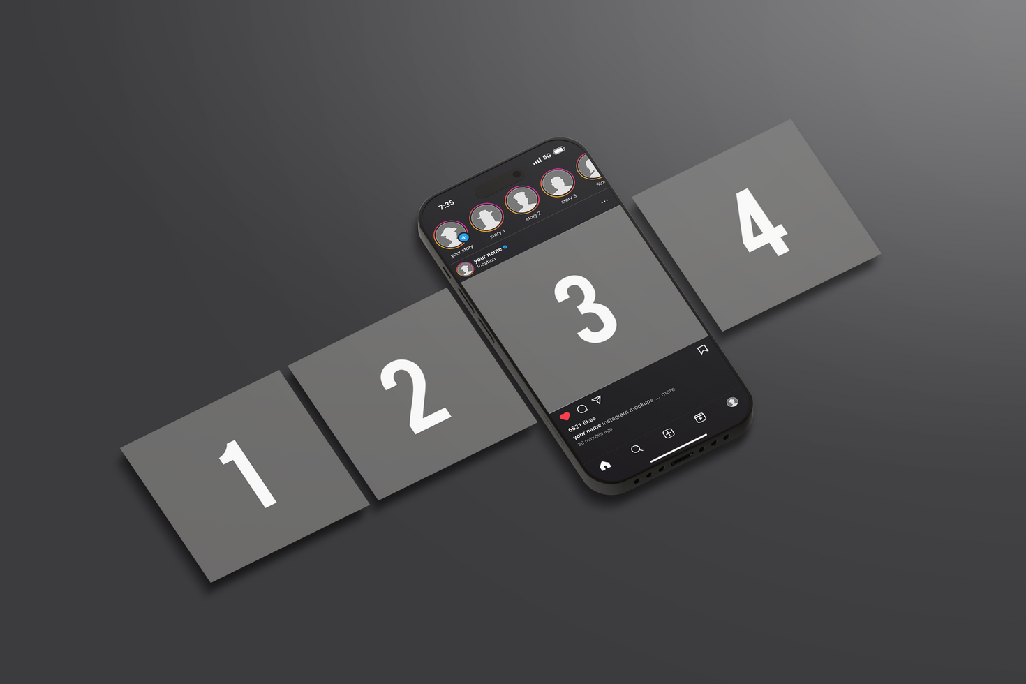 Social Media Carousel Mockup isolated background psd
