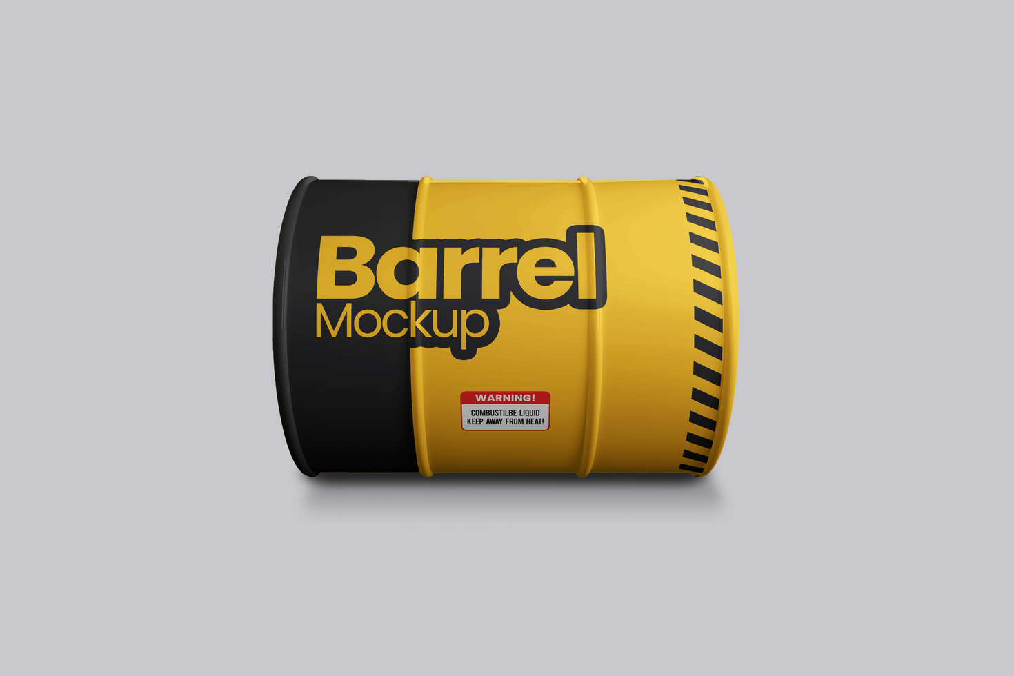 Barrel Mockup laying at white background psd