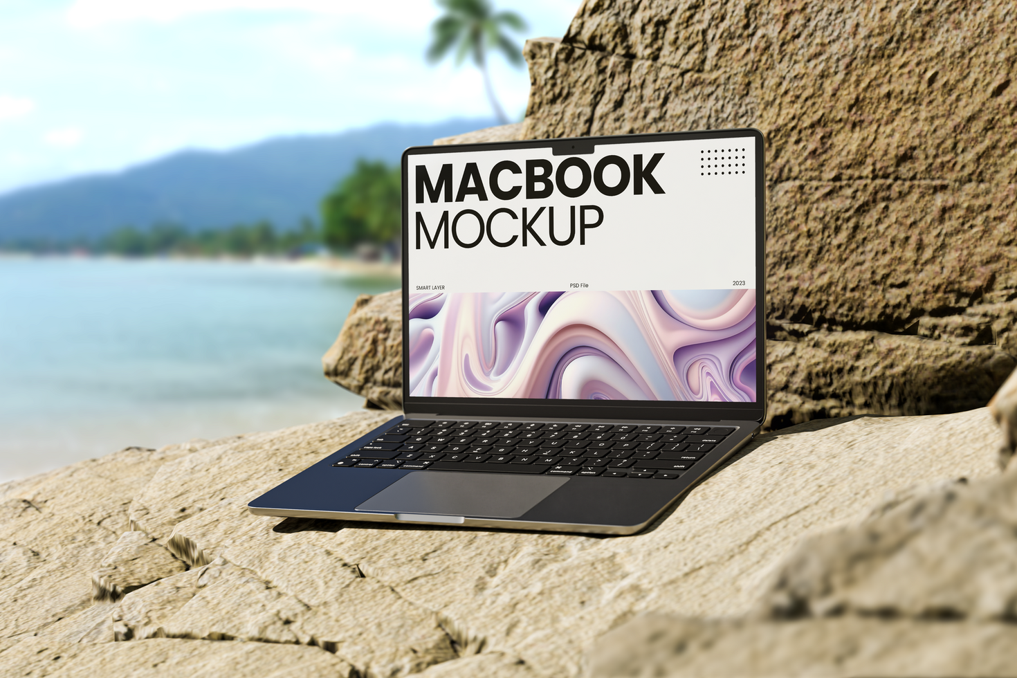 Laptop Device Mockup Lean at Stone psd