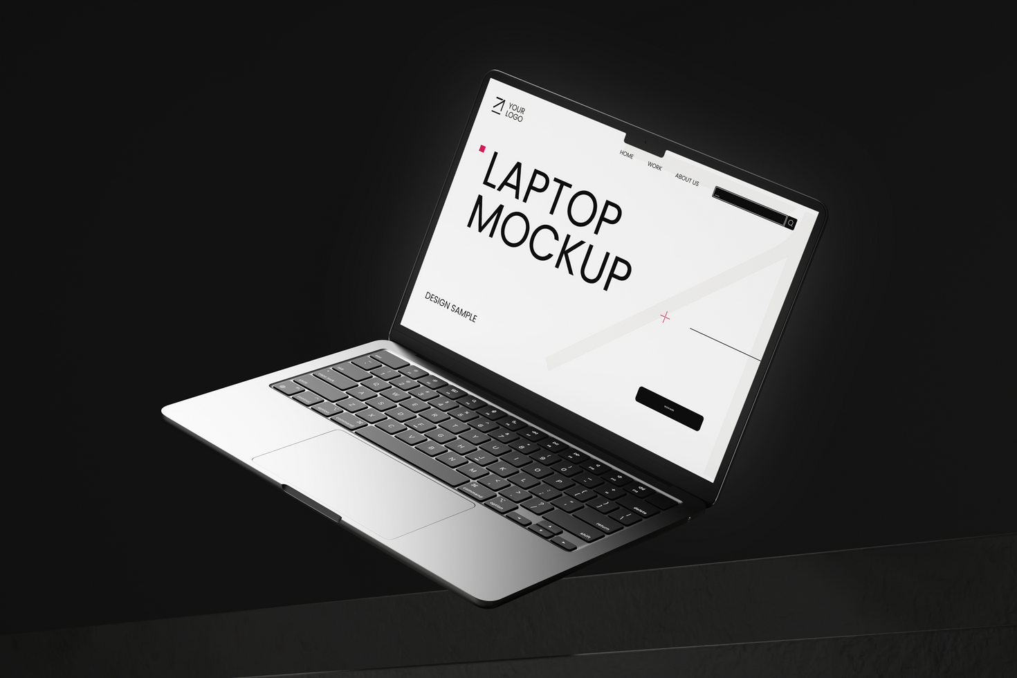 Laptop Device Mockup Floating at Black Background psd