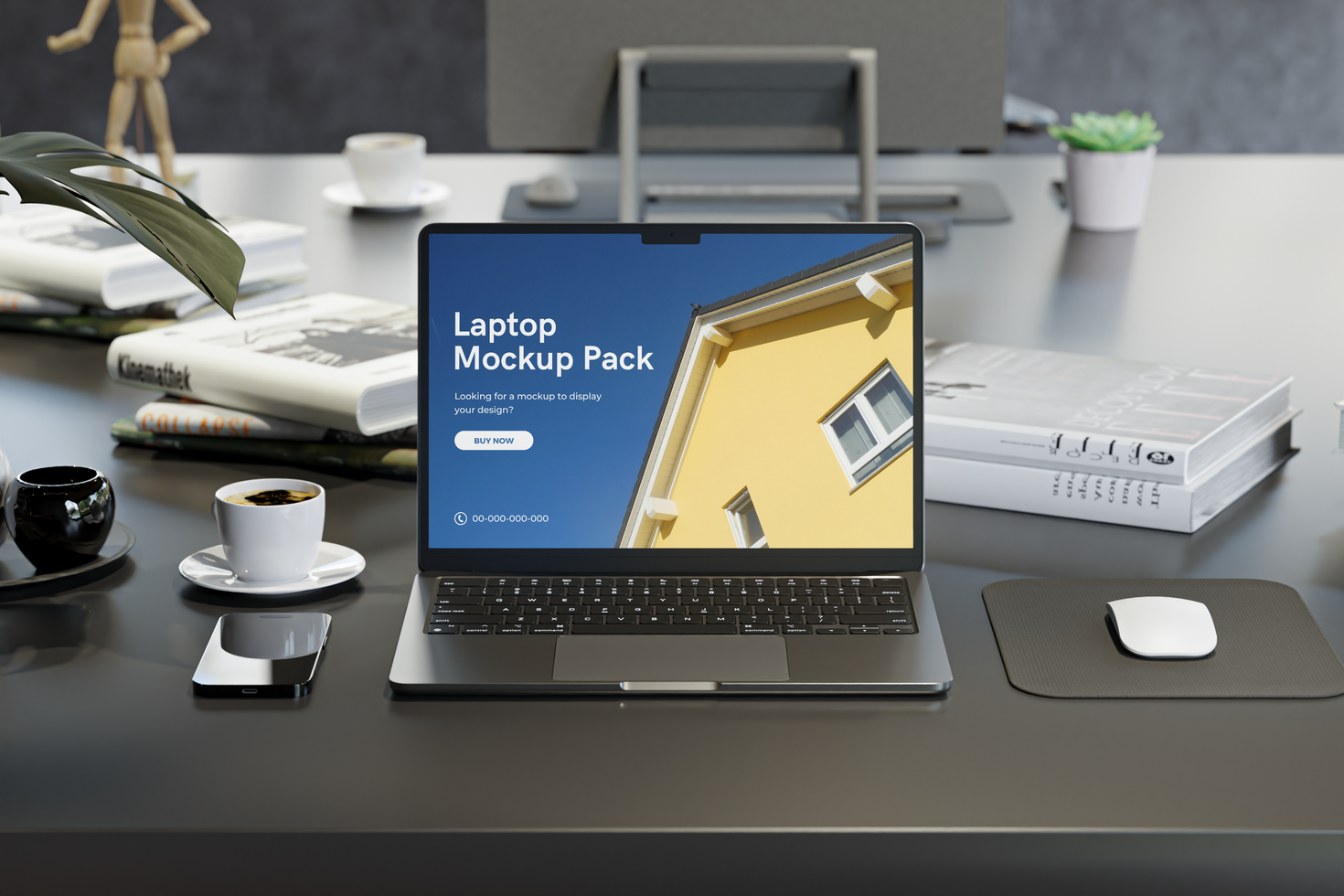 Front View Laptop Device Mockup psd