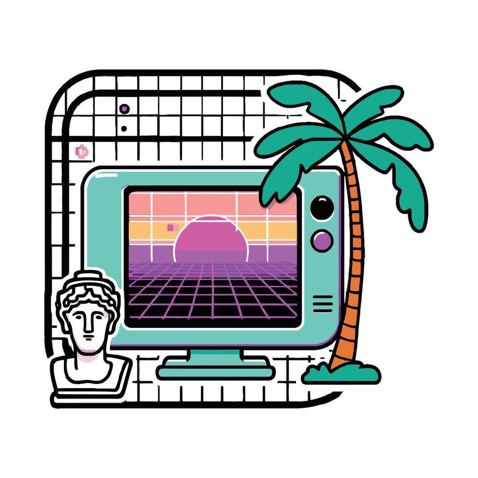 Retro 80s style illustration vector